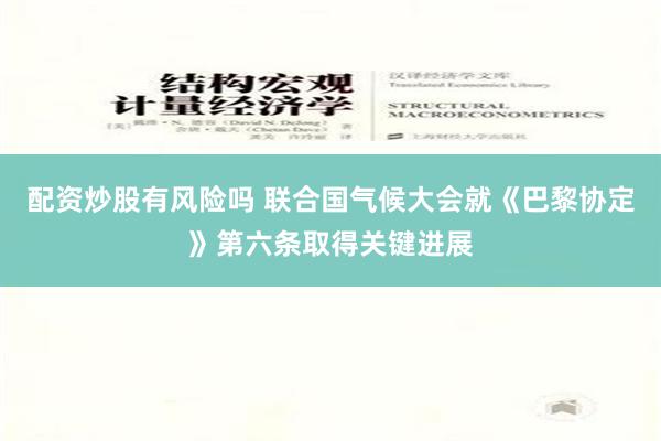 配资炒股有风险吗 联合国气候大会就《巴黎协定》第六条取得关键进展