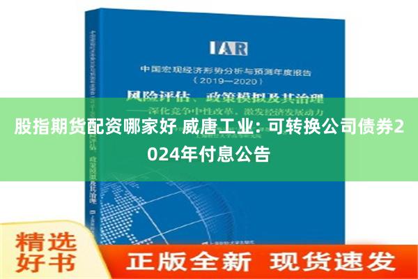 股指期货配资哪家好 威唐工业: 可转换公司债券2024年付息公告